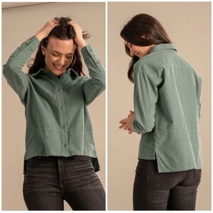 United By Blue Organic Sagebrush Green Corduroy Shirt | XS